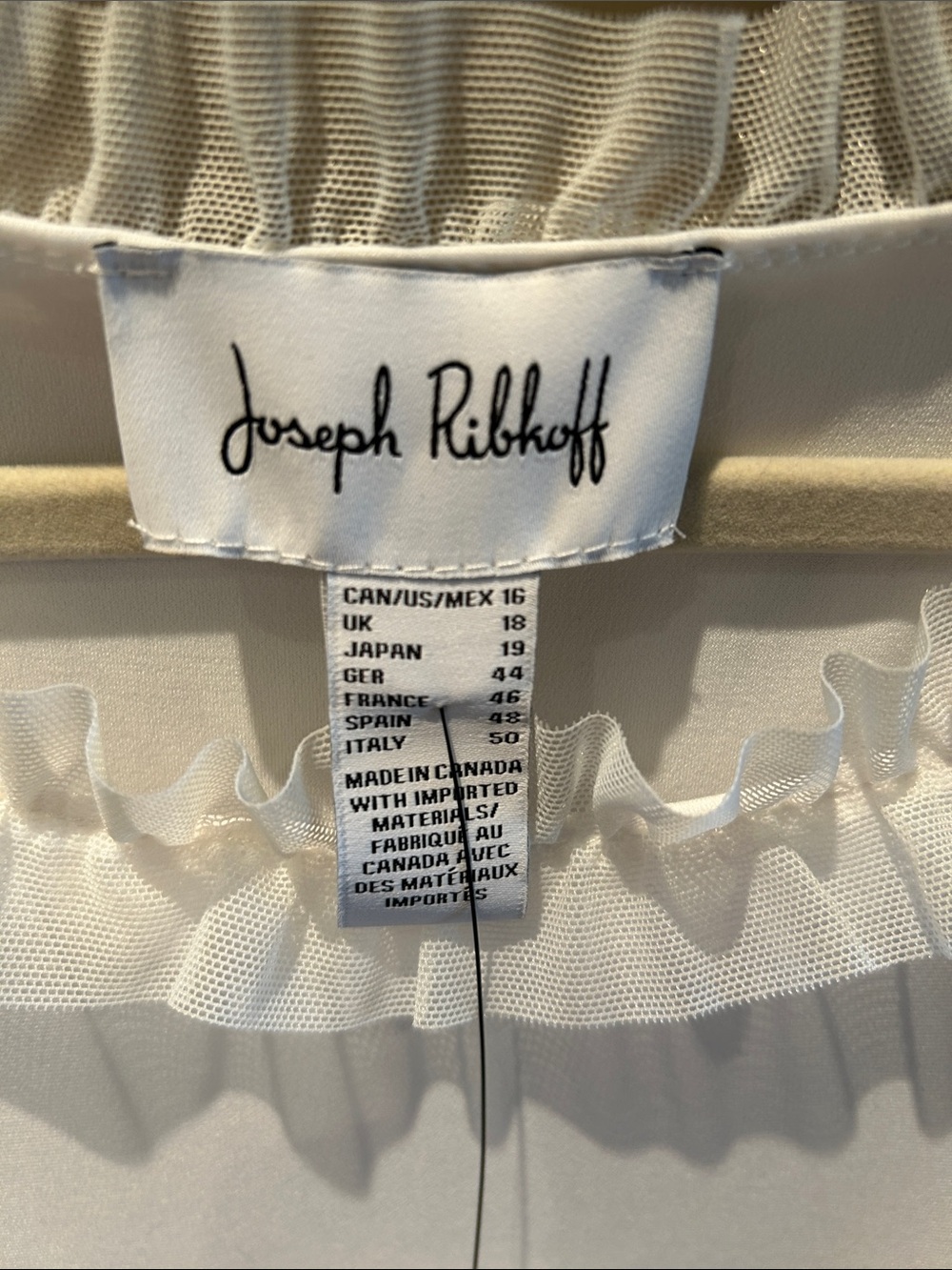 Joseph Ribkoff White Ruffle Mesh-Sleeve Top - Picture 2 of 6